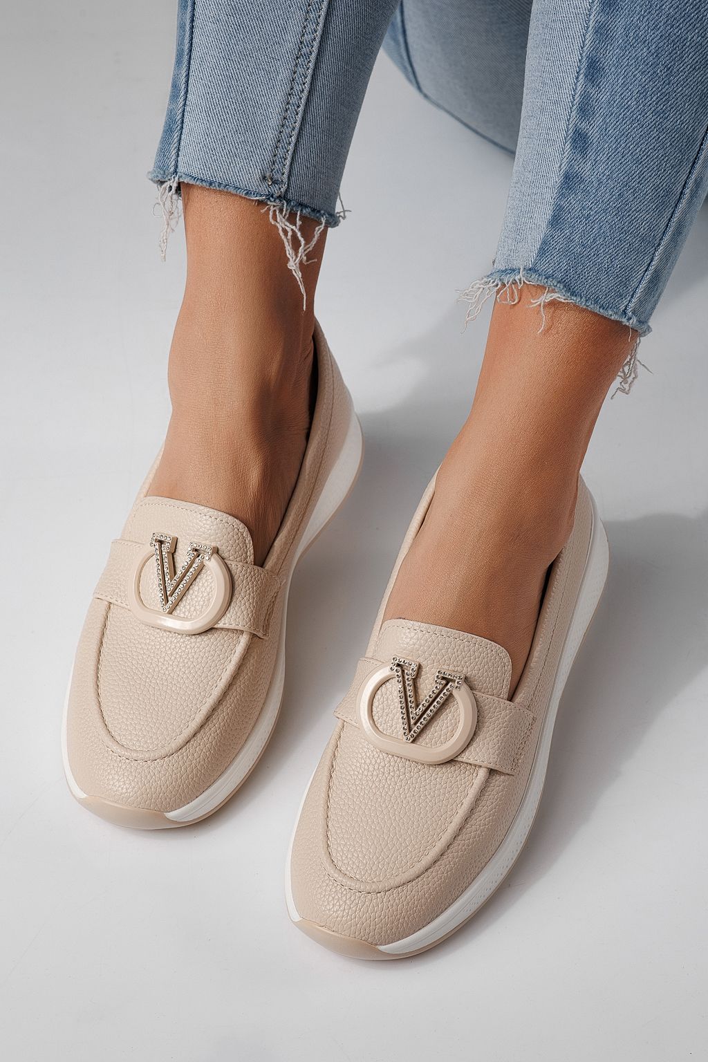 Pantofi casual dama bej din piele ecologica Nancy #24270