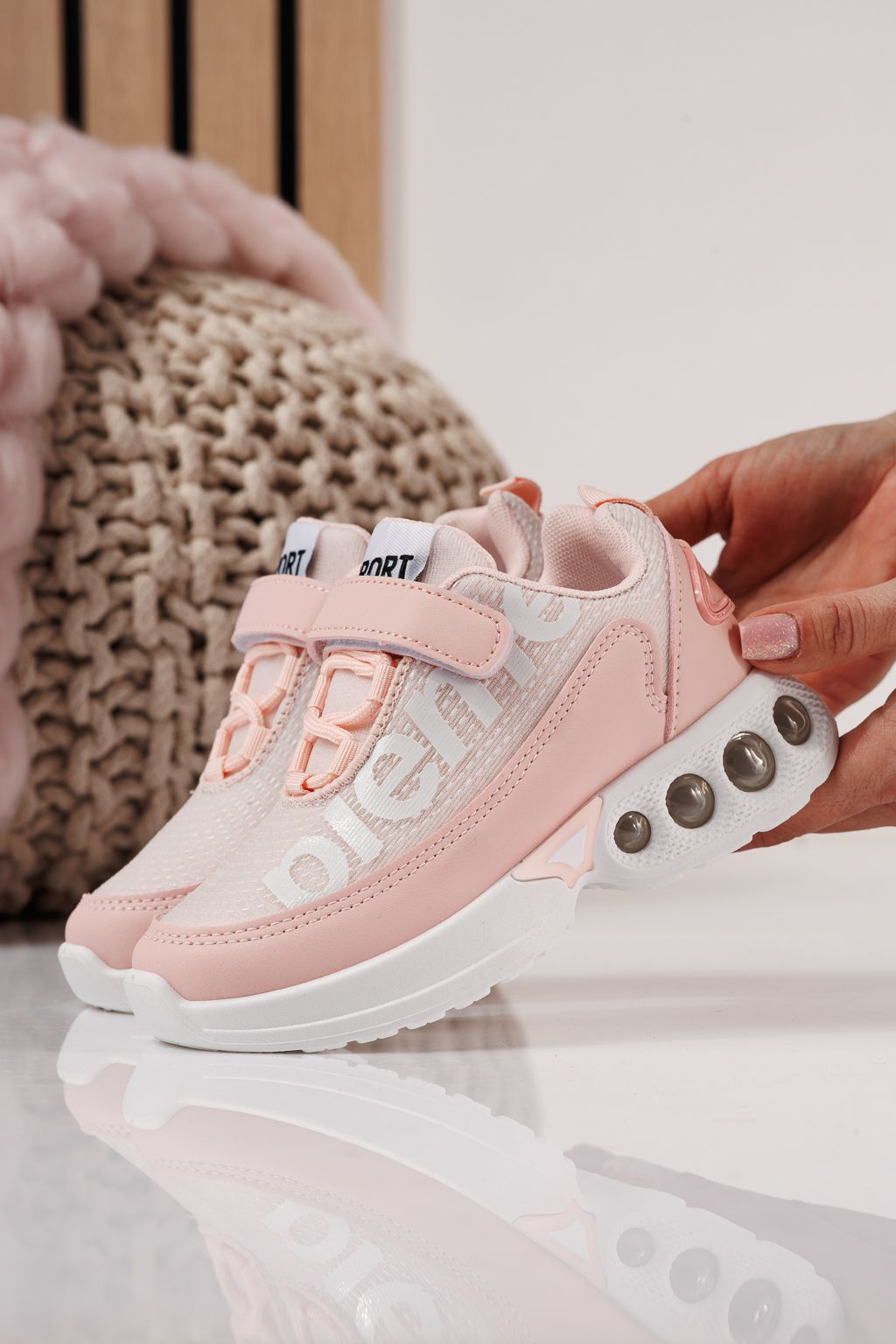 Adidasi copii roz din material textil Freya #24352