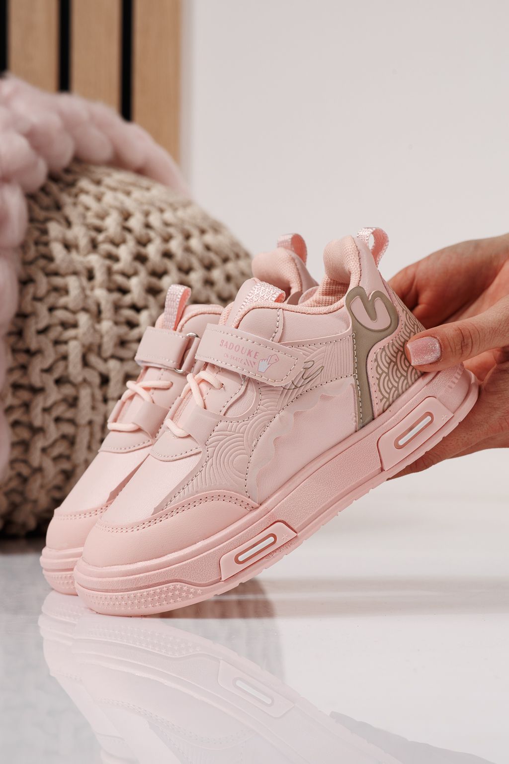 Adidasi copii roz din piele ecologica Iris #24346