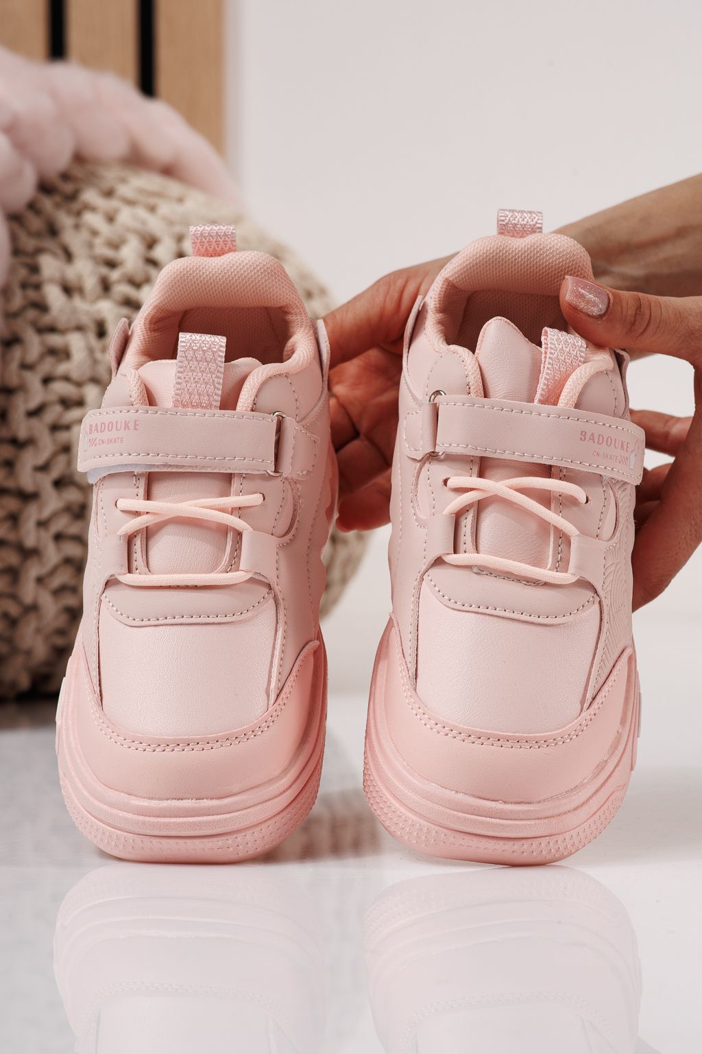 Adidasi copii roz din piele ecologica Iris #24342