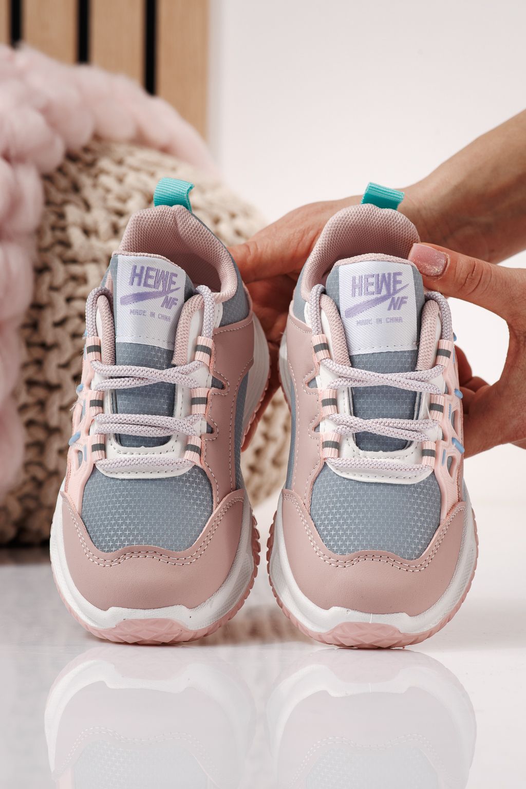 Adidasi copii roz din piele ecologica Calista #24368