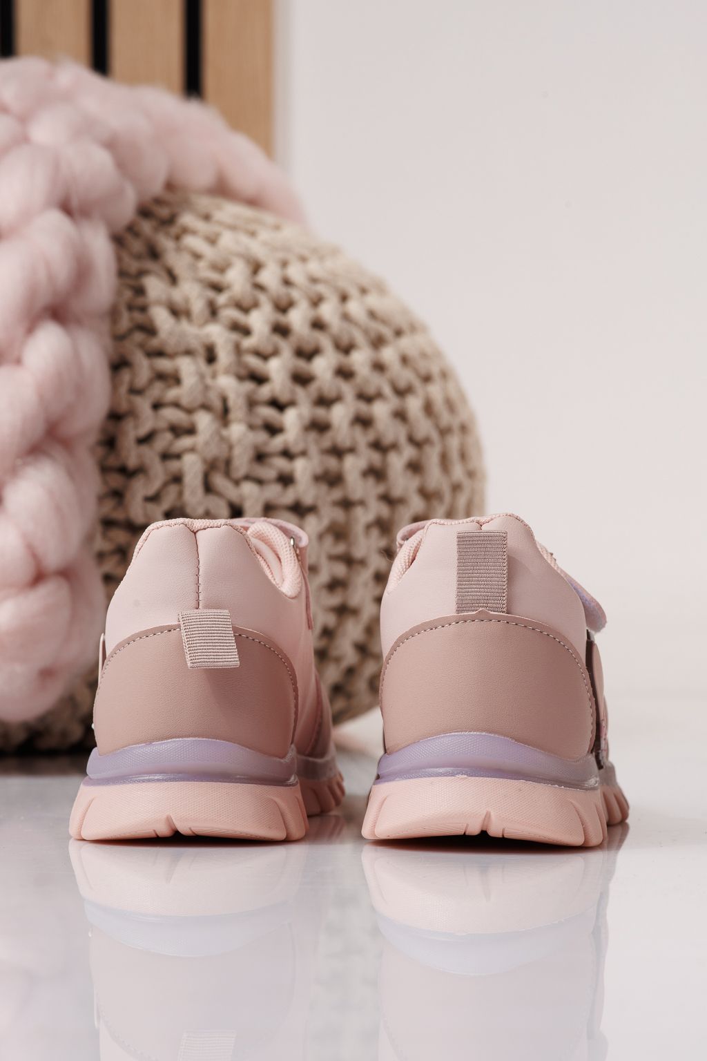 Adidasi copii roz din piele ecologica Luna #24333