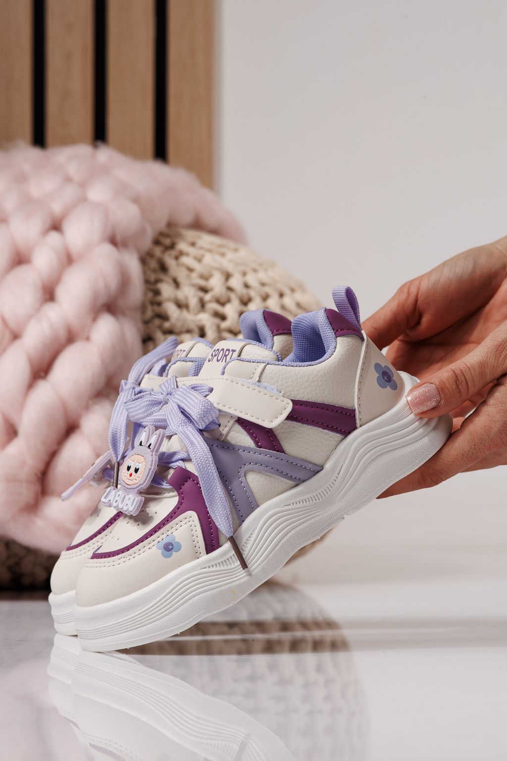 Adidasi copii albi din piele ecologica Bubu #24335