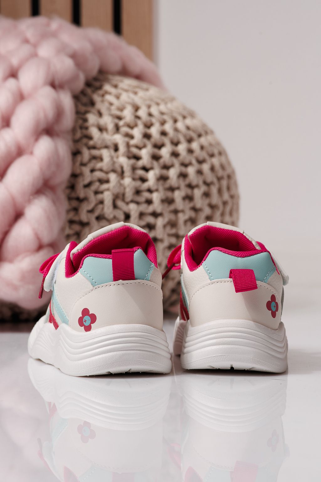 Adidasi copii roz din piele ecologica Bubu #24340