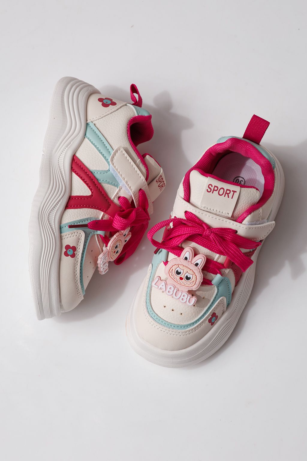 Adidasi copii roz din piele ecologica Bubu #24337