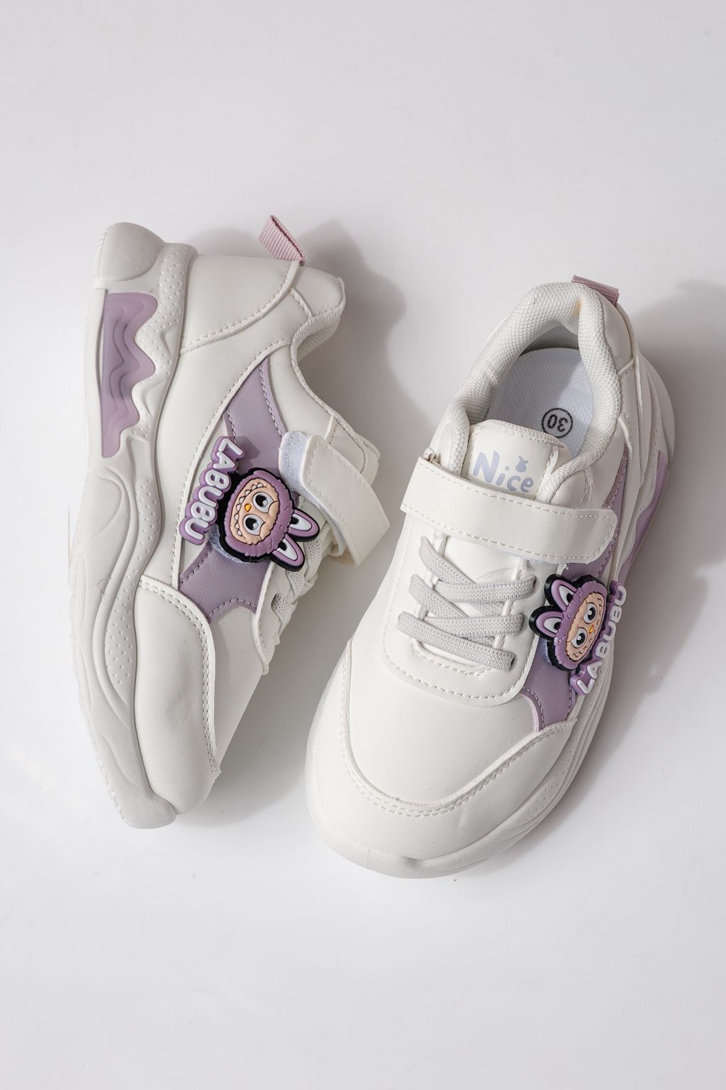 Adidasi copii albi din piele ecologica Bubu #24371