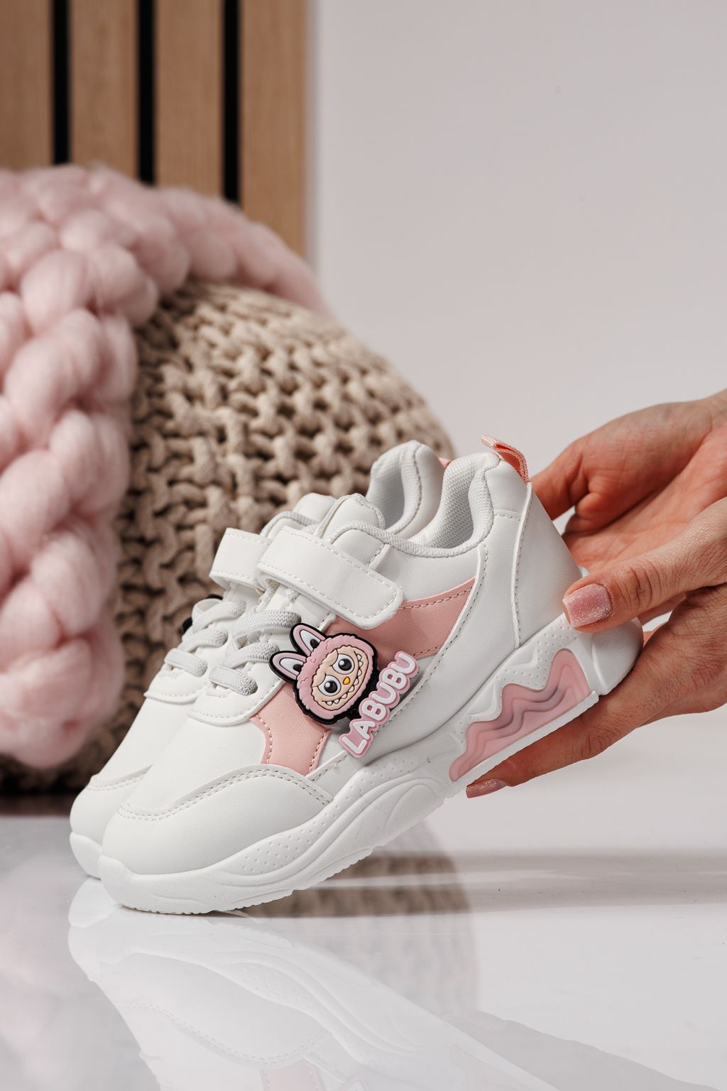 Adidasi copii roz din piele ecologica Bubu #24372