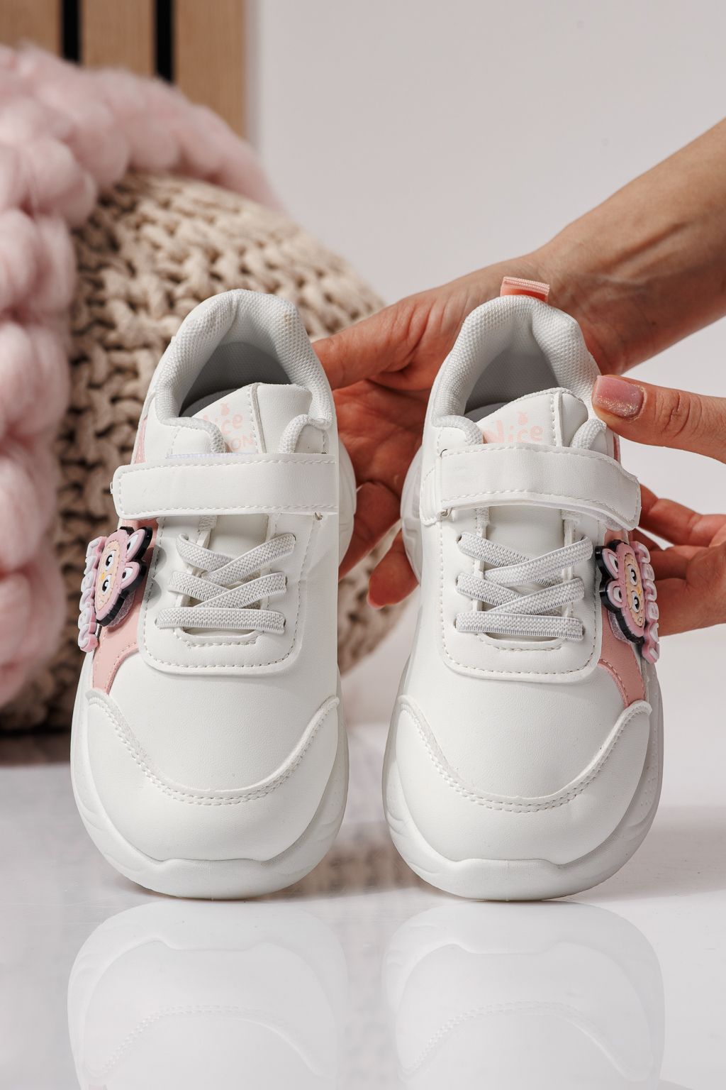 Adidasi copii roz din piele ecologica Bubu #24372