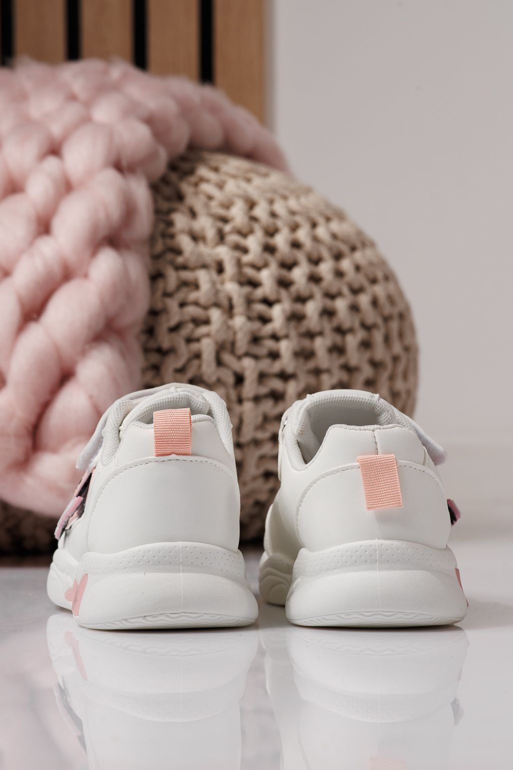 Adidasi copii roz din piele ecologica Bubu #24372