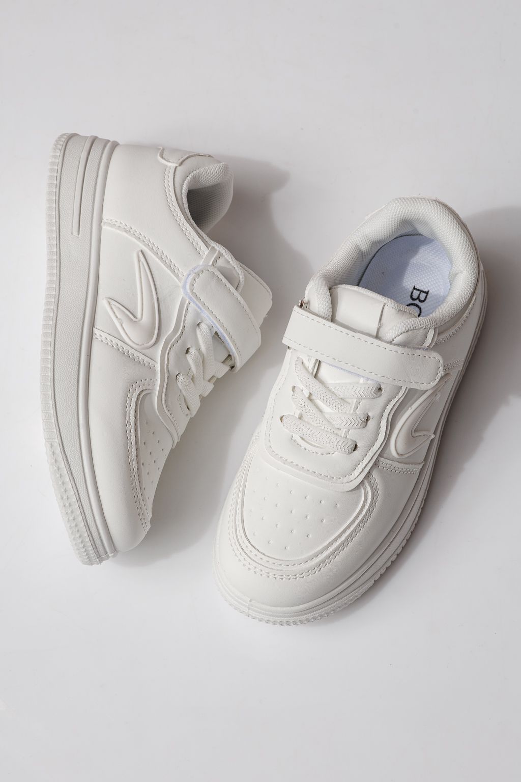 Adidasi copii albi din piele ecologica Ema  #24327