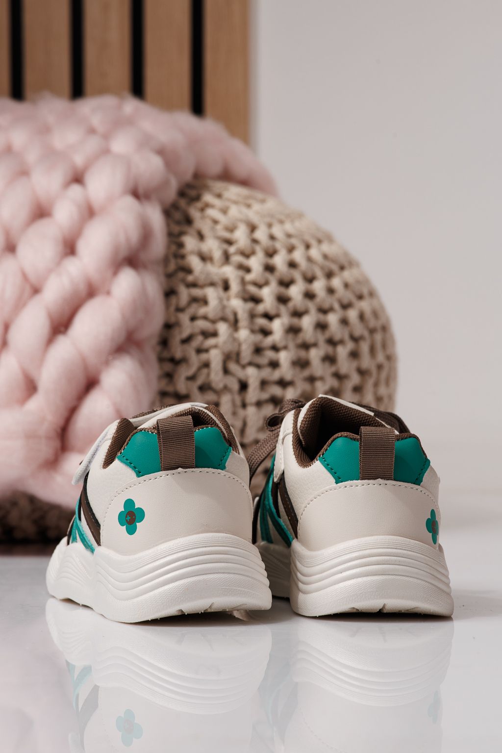 Adidasi copii verzi din piele ecologica Bubu #24338