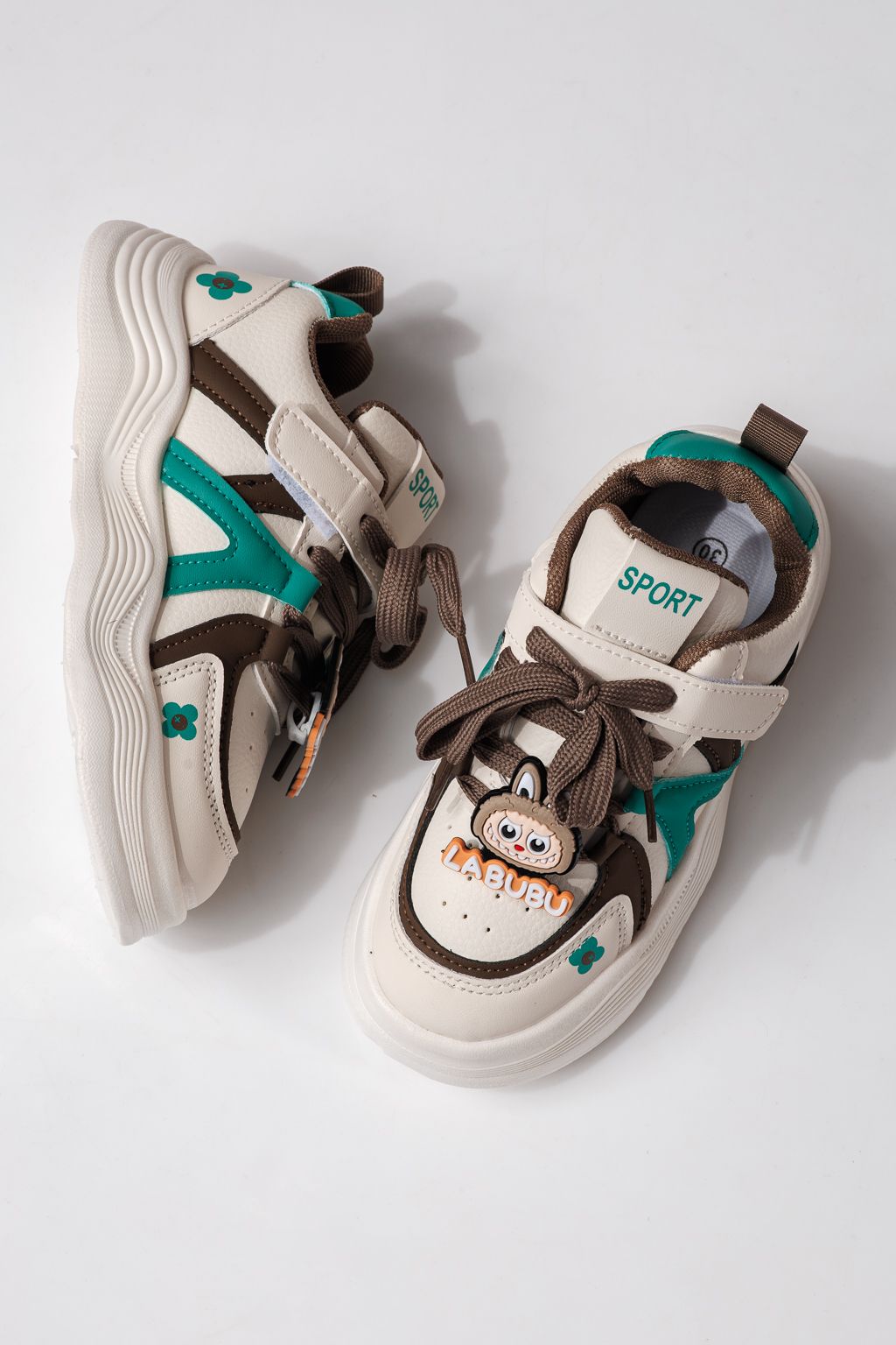 Adidasi copii verzi din piele ecologica Bubu #24336