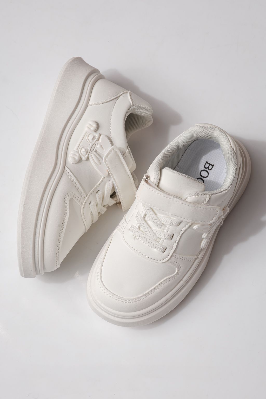 Adidasi copii albi din piele ecologica Zaria #24377