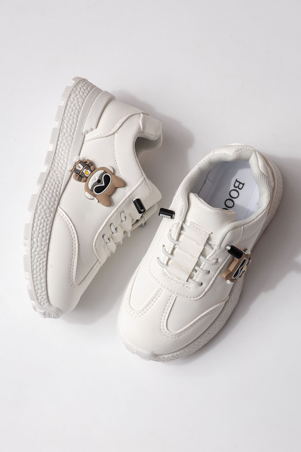 Adidasi copii albi din piele ecologica Ana #24381