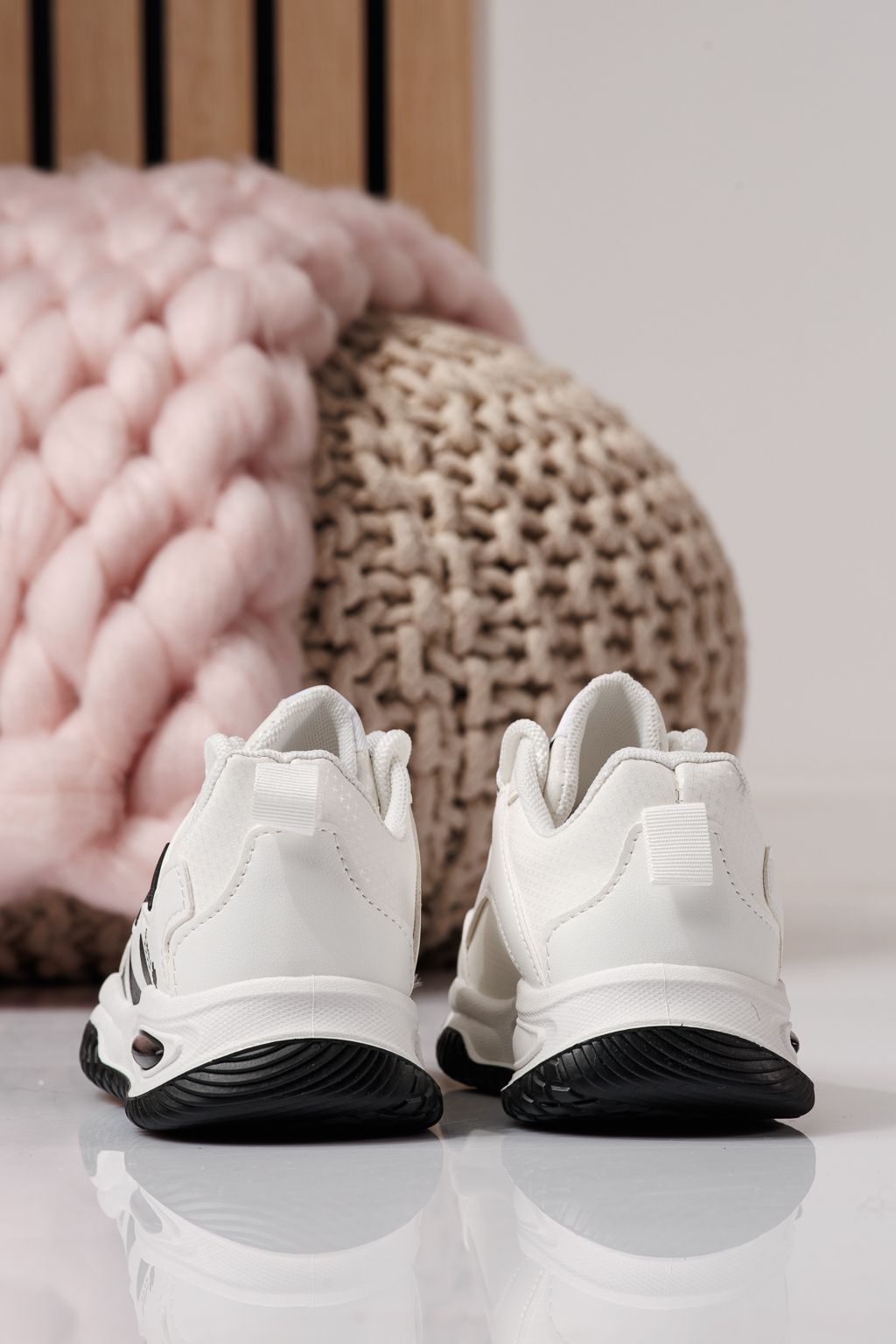 Adidasi copii albi din piele ecologica Calista #24365