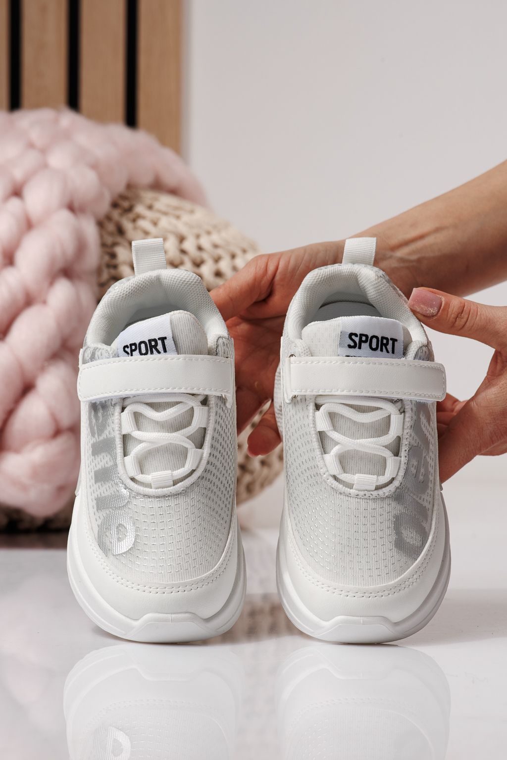 Adidasi copii albi din material textil Freya #24350