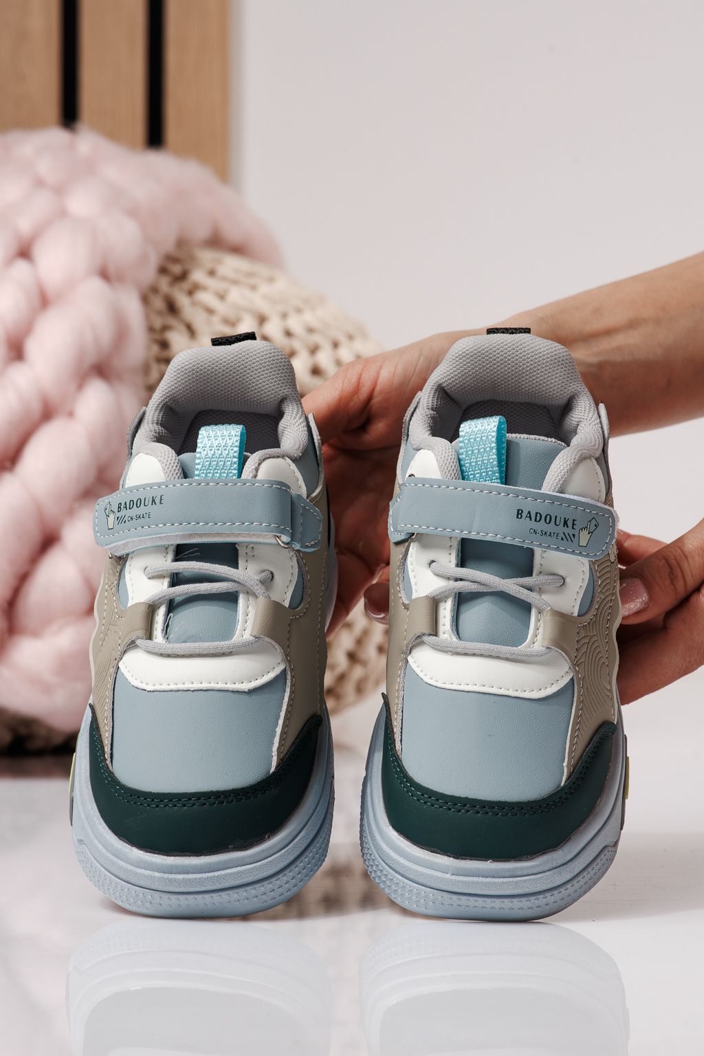 Adidasi copii negri din piele ecologica Iris #24345