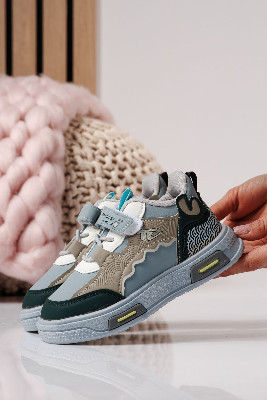 Adidasi copii negri din piele ecologica Iris #24345