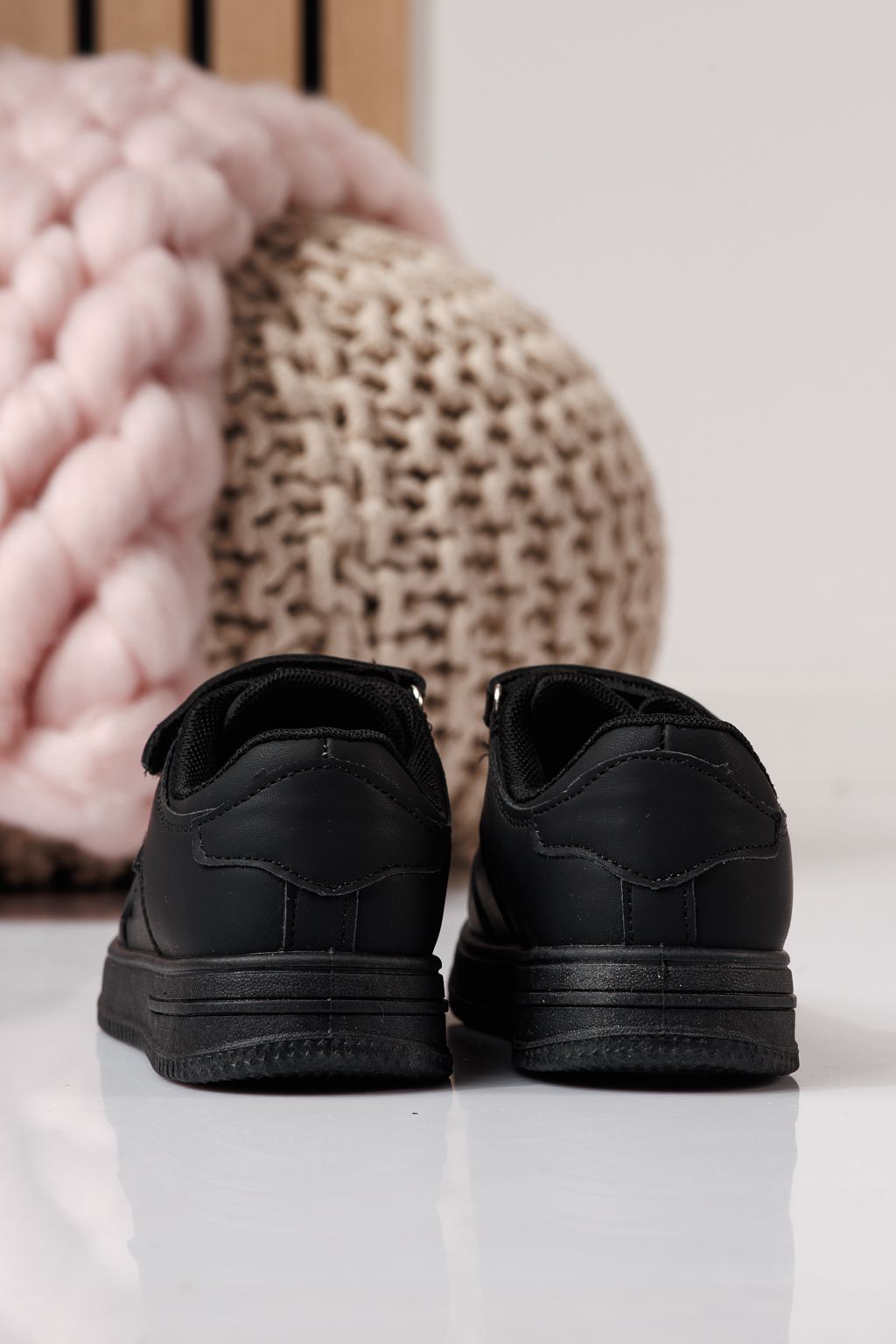 Adidasi copii negri din piele ecologica Ema  #24329