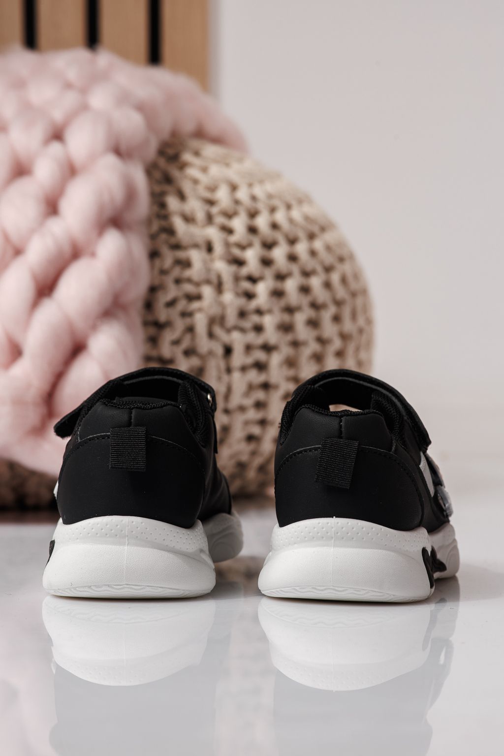 Adidasi copii negri din piele ecologica Bubu #24374