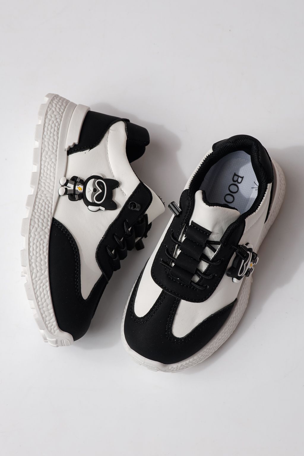 Adidasi copii negri din piele ecologica Ana #24383