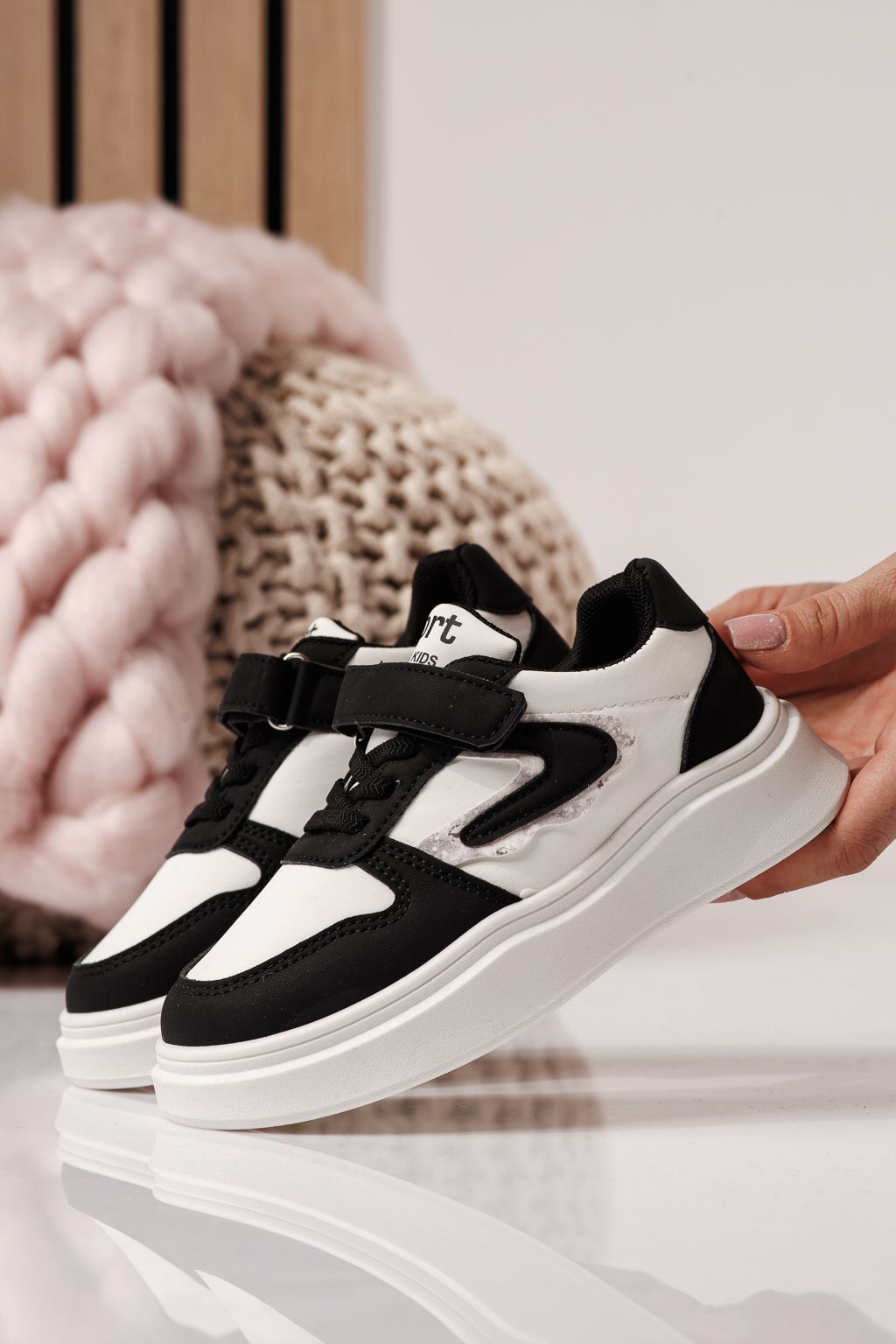 Adidasi copii albi din piele ecologica Isabella #24362