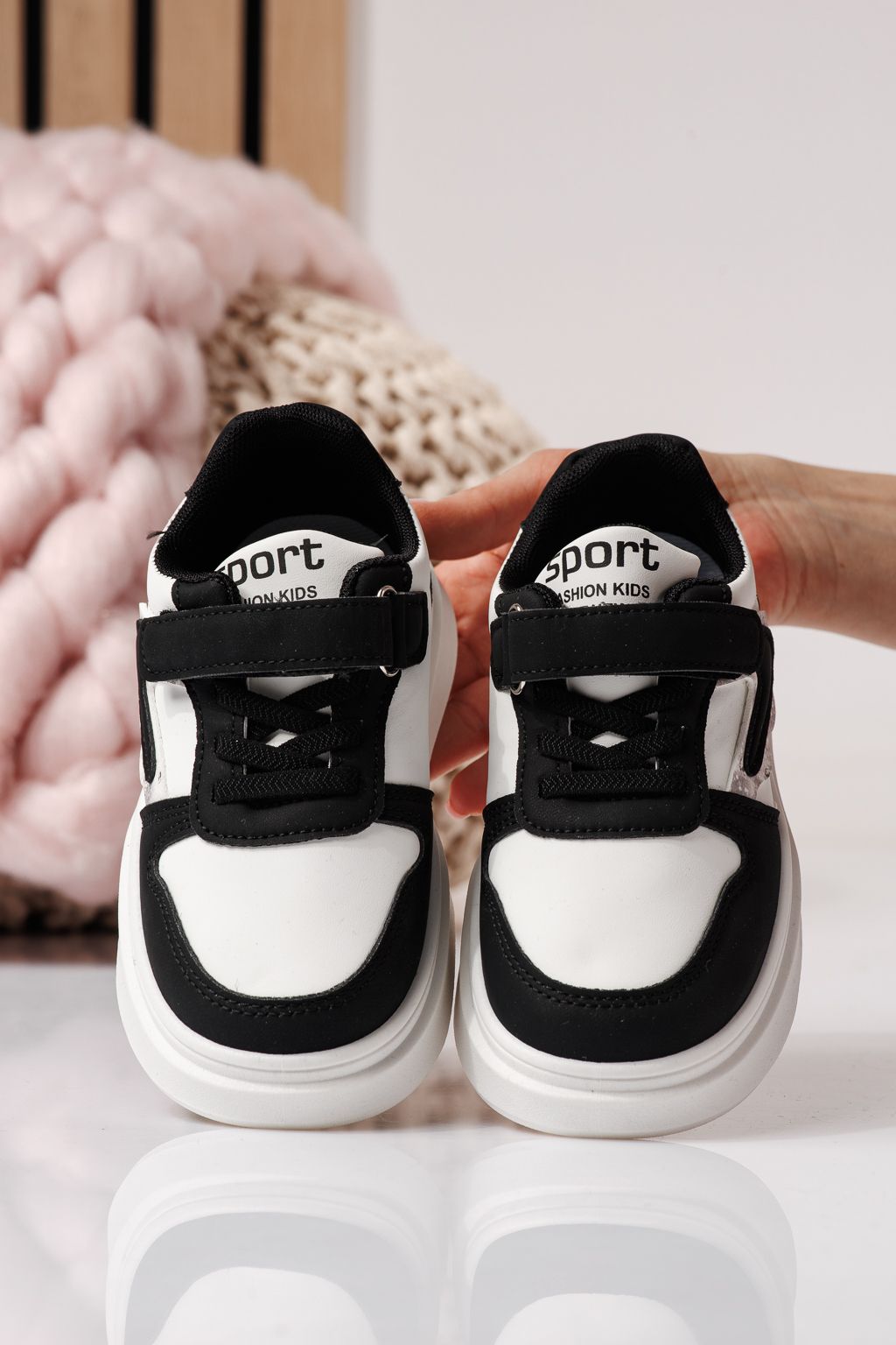 Adidasi copii albi din piele ecologica Isabella #24362