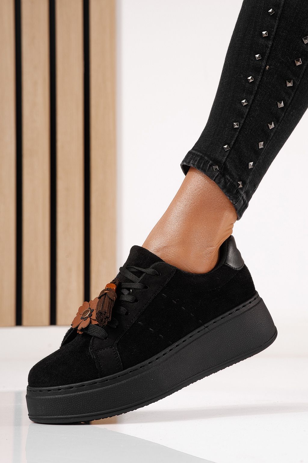 Adidasi dama negri din piele ecologica Aliss #24314