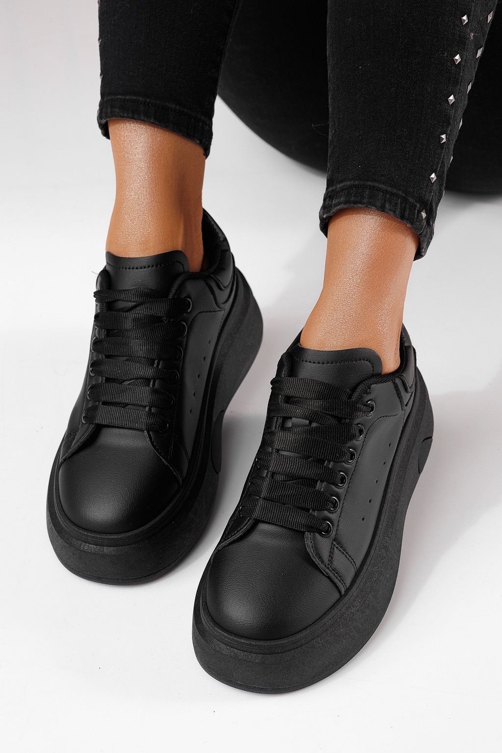 Adidasi dama negri din piele ecologica Anca #24287