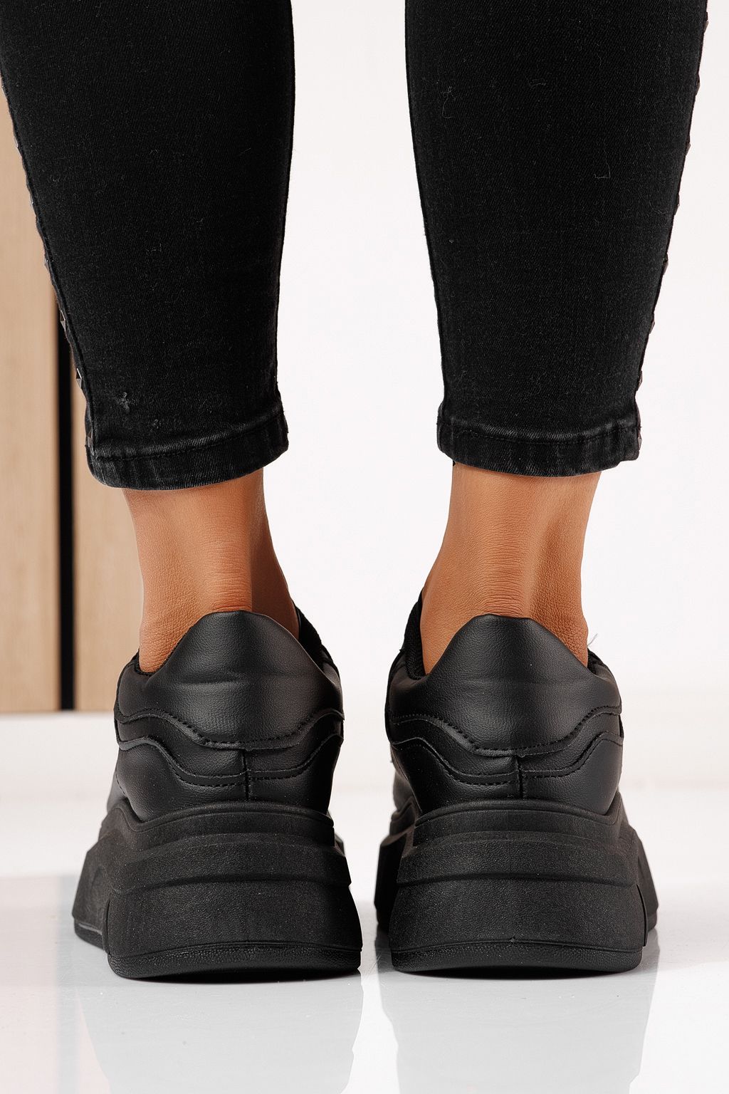 Adidasi dama negri din piele ecologica Anca #24287