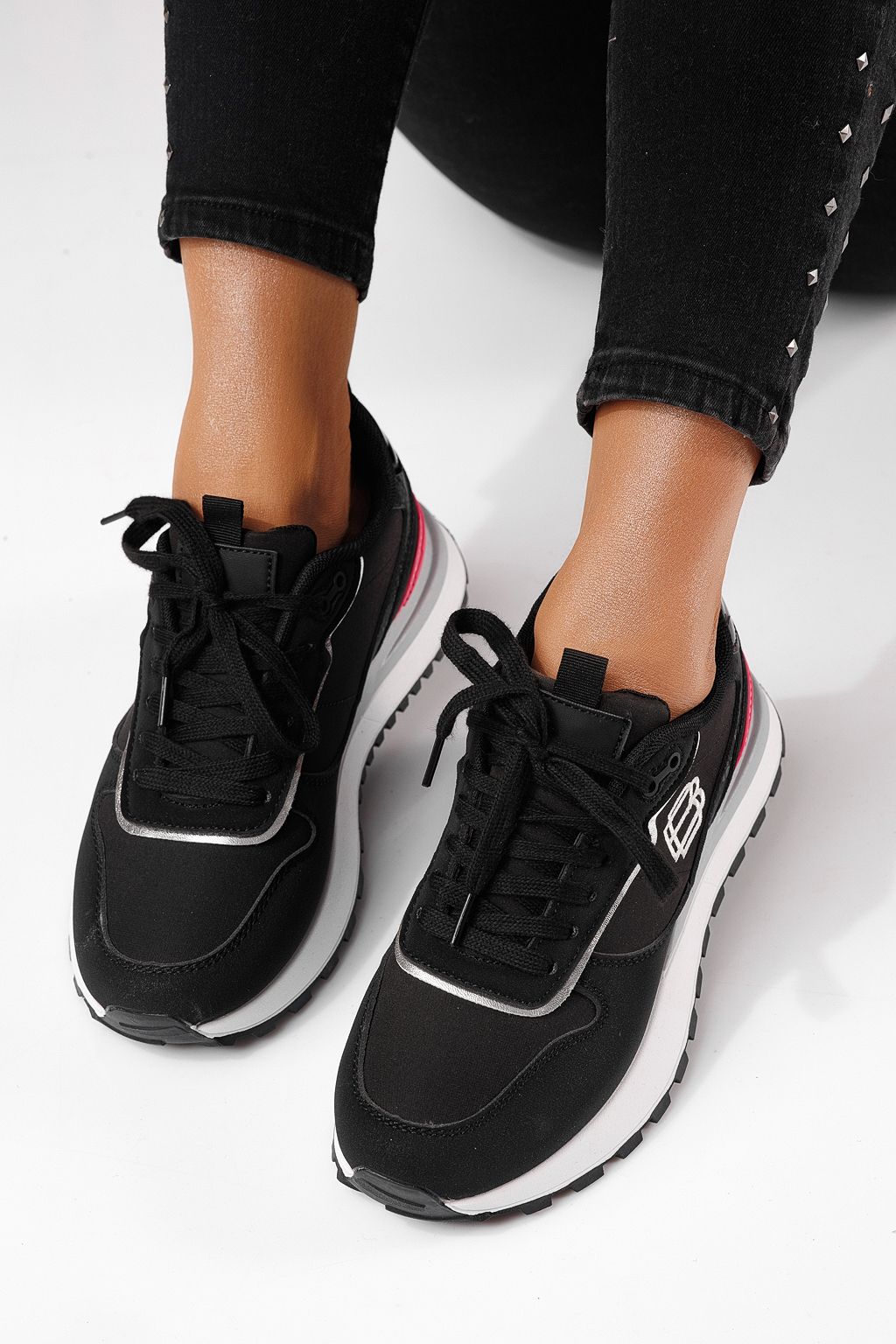 Adidasi dama negri din material textil Ava #24321