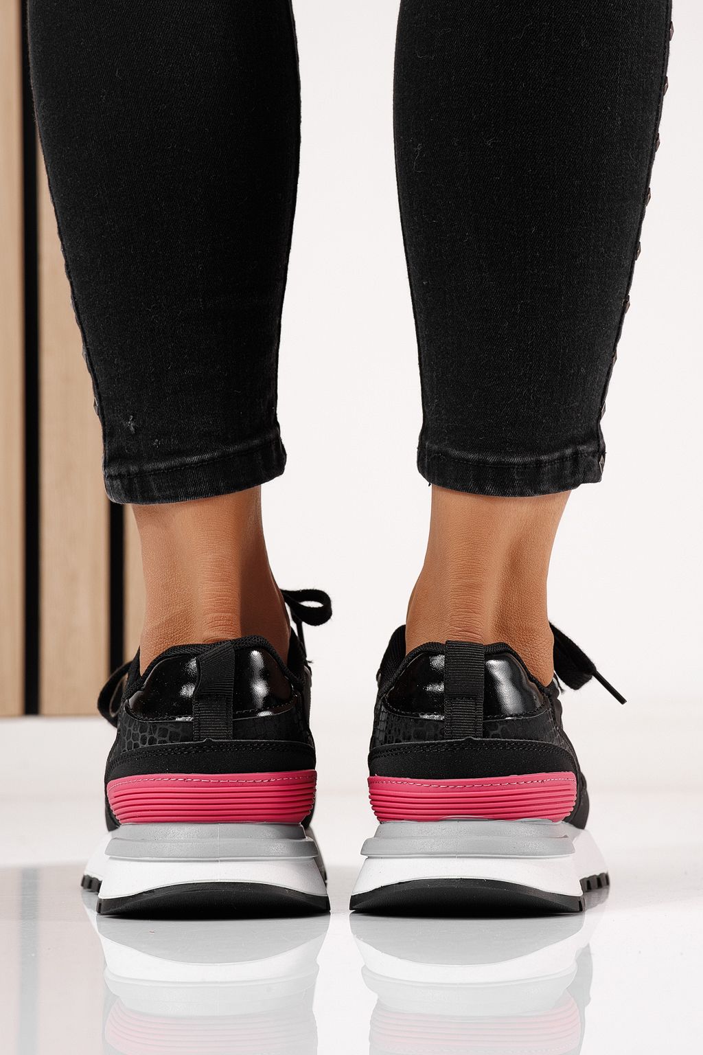 Adidasi dama negri din material textil Ava #24321