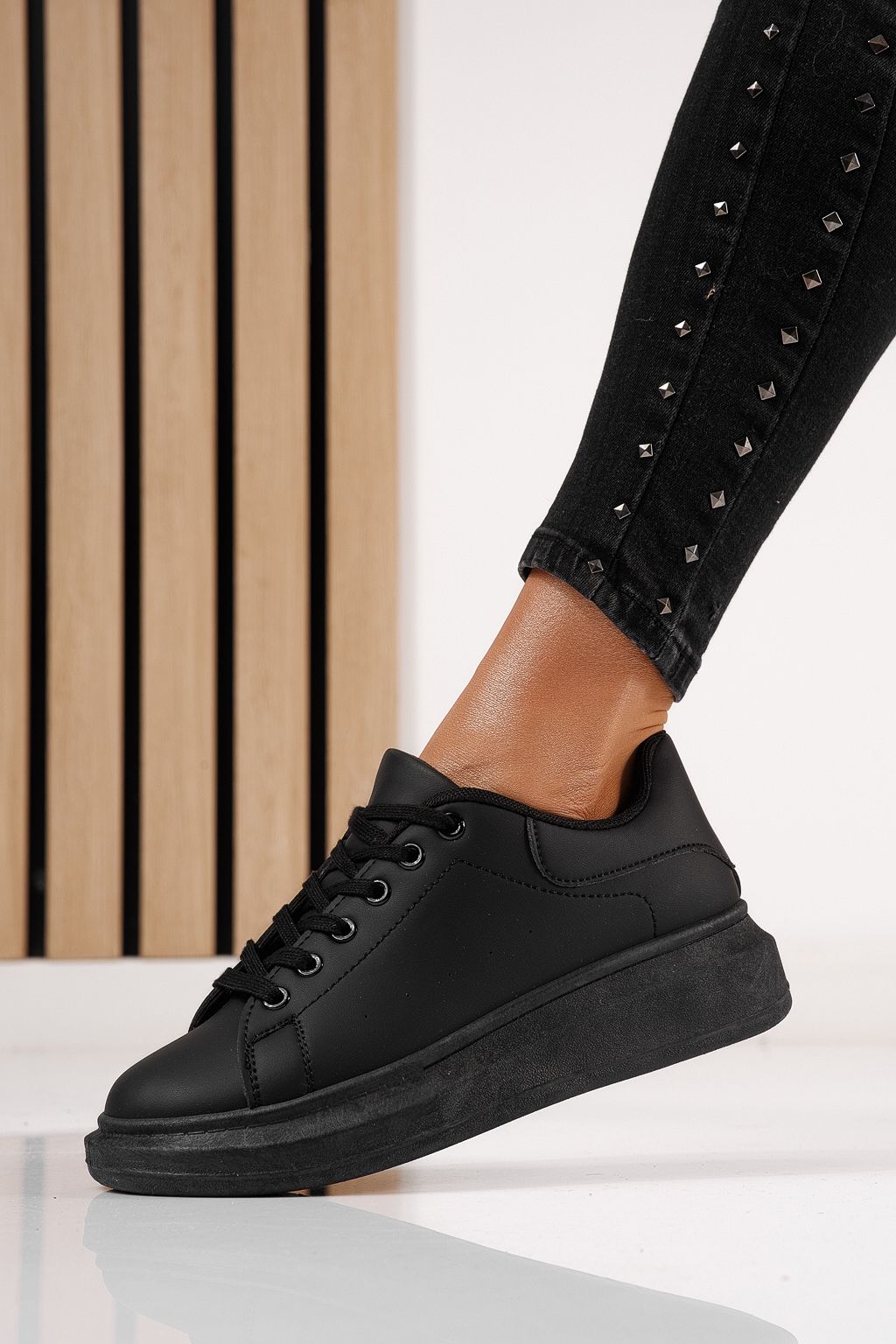 Adidasi dama negri din piele ecologica Sofia #24323