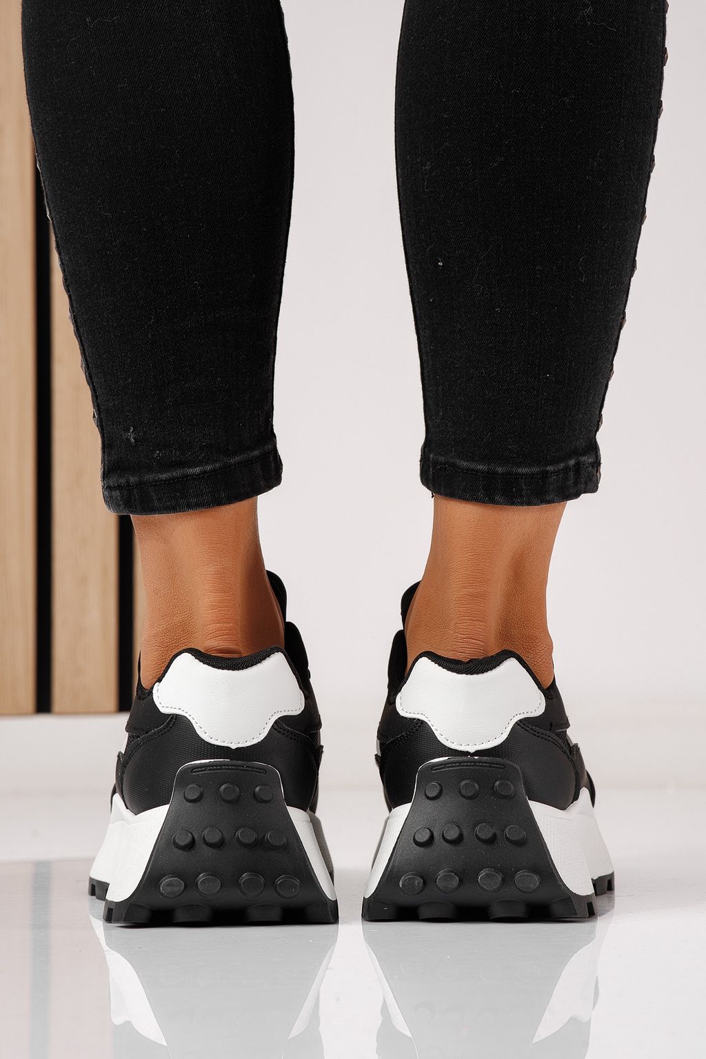 Adidasi dama negri din piele ecologica Mia #24319