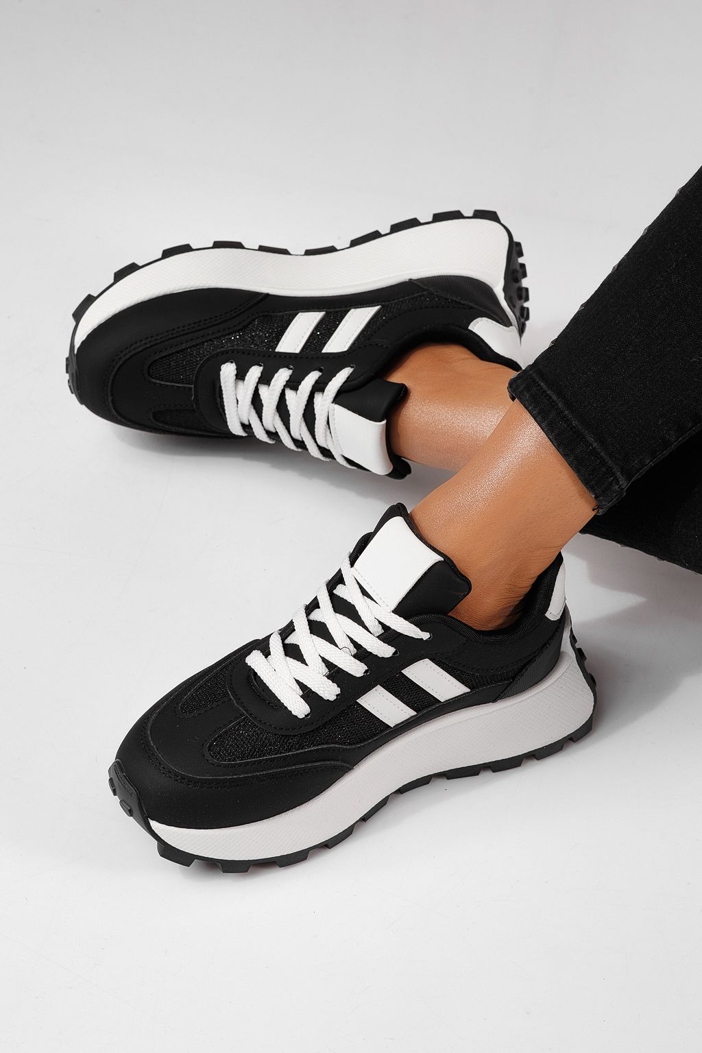 Adidasi dama negri din piele ecologica Mia #24319