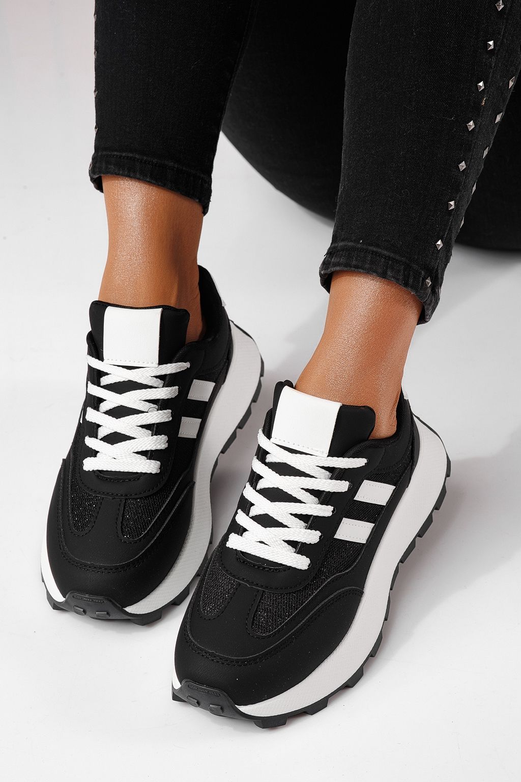 Adidasi dama negri din piele ecologica Mia #24319