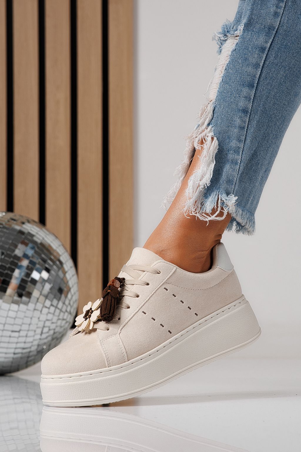 Adidasi dama bej din piele ecologica Aliss #24316