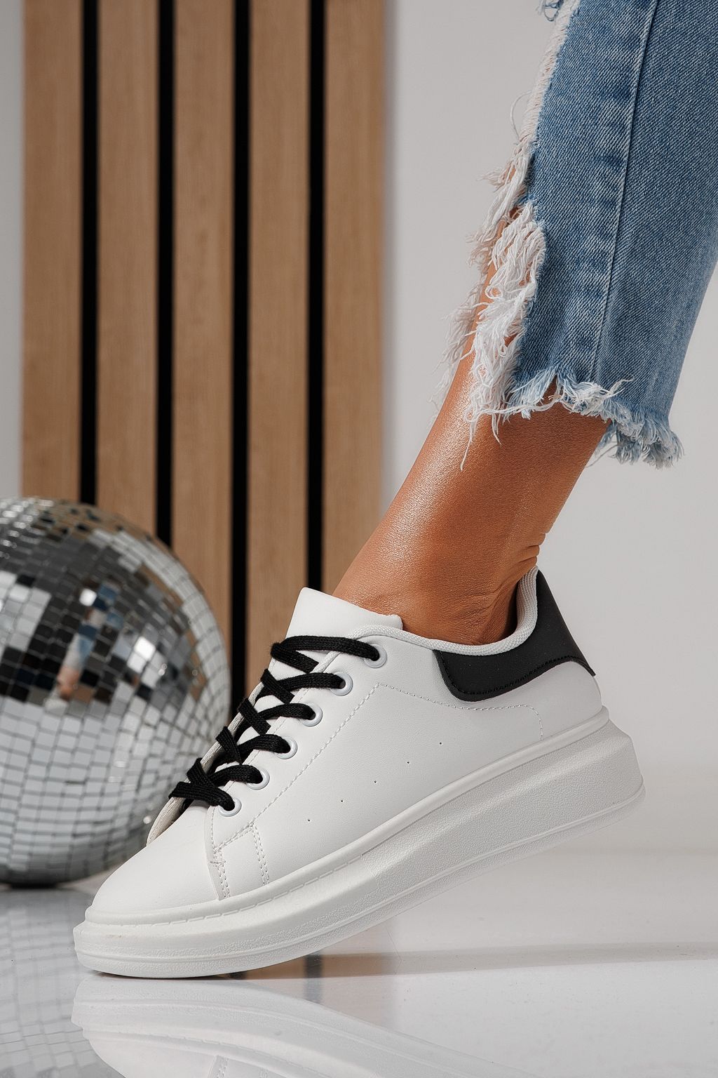 Adidasi dama albi din piele ecologica Sofia #24322