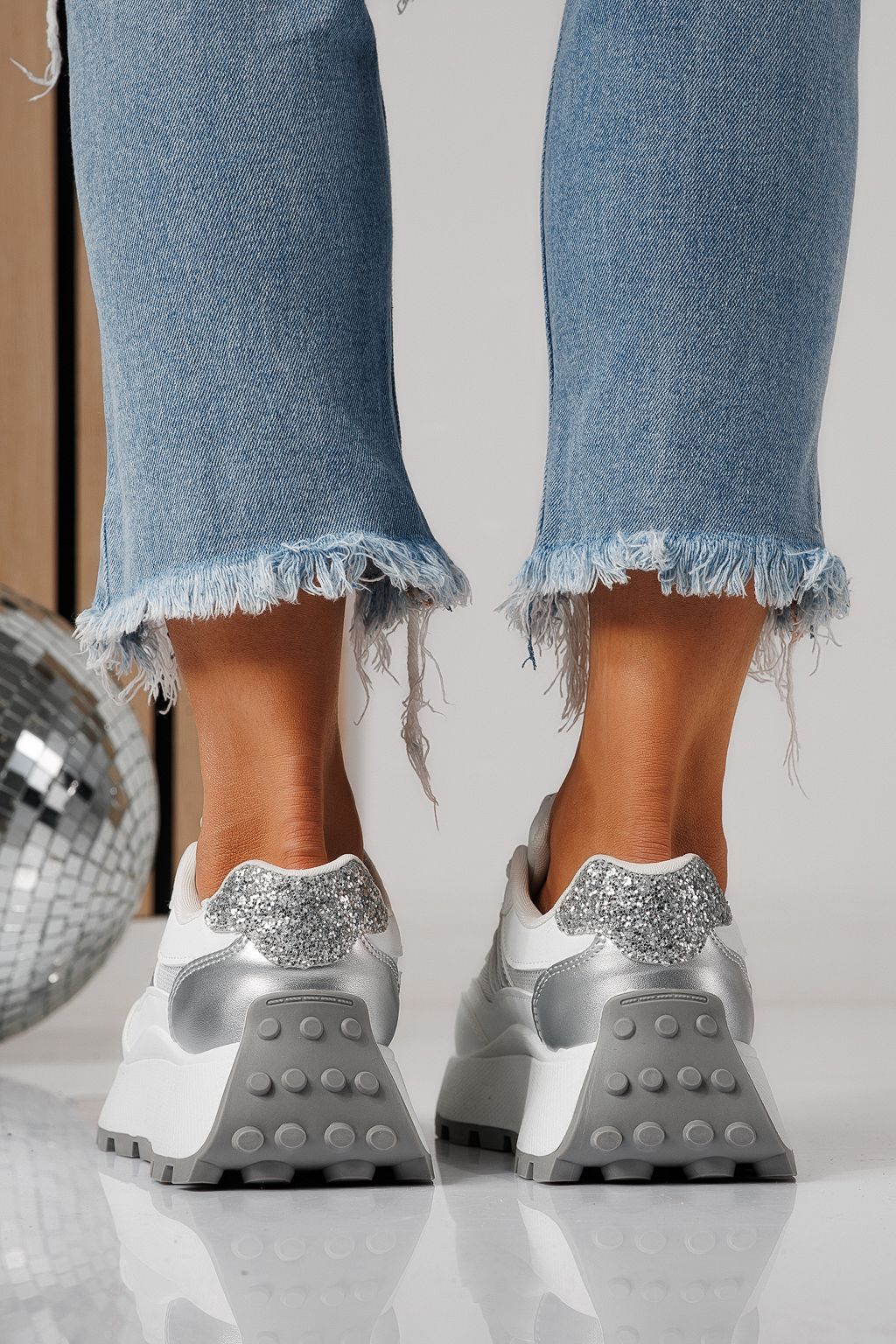 Adidasi dama argintii din piele ecologica Mia #24318