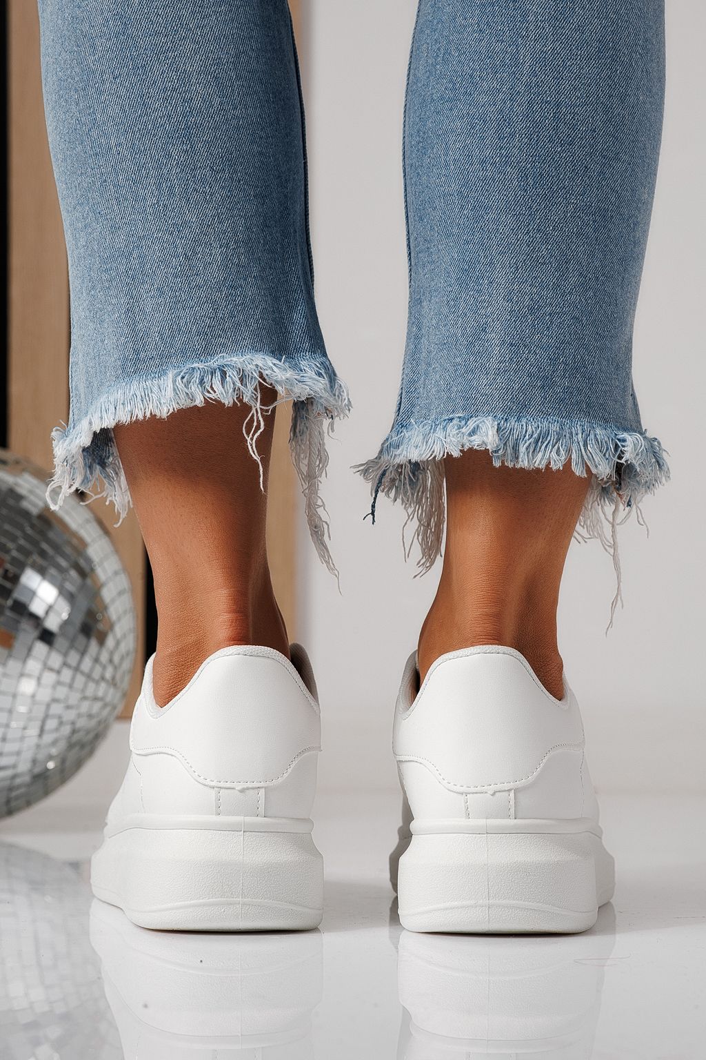 Adidasi dama albi din piele ecologica Sofia #24324