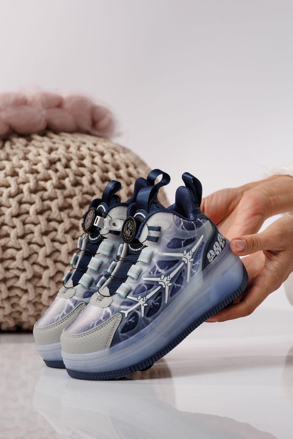 Adidasi cu role albastri din material textil Helys #24394