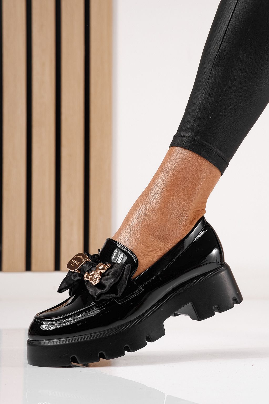 Pantofi casual dama negri din piele ecologica Natalia #24406