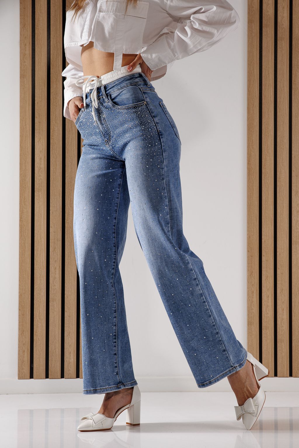 Blugi Wide Leg Fit Dama Adalia Albastri #A1363