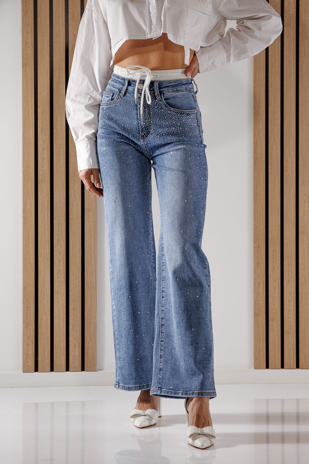 Blugi Wide Leg Fit Dama Adalia Albastri #A1363