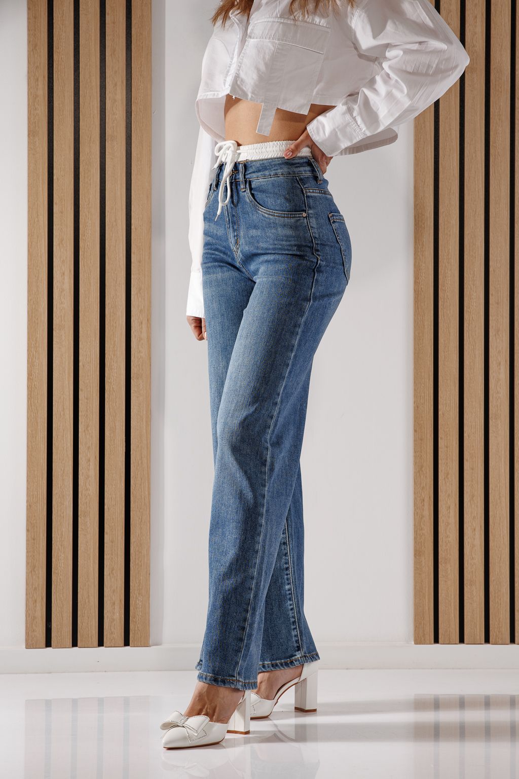 Blugi Wide Leg Dama Ali Albastri #A1362