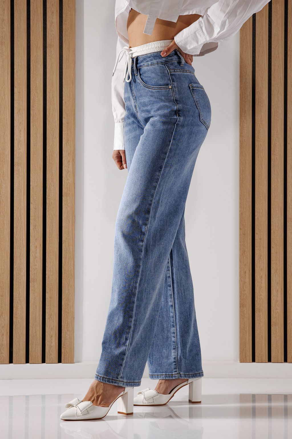 Blugi Wide Leg Dama Ali Albastri #A1361