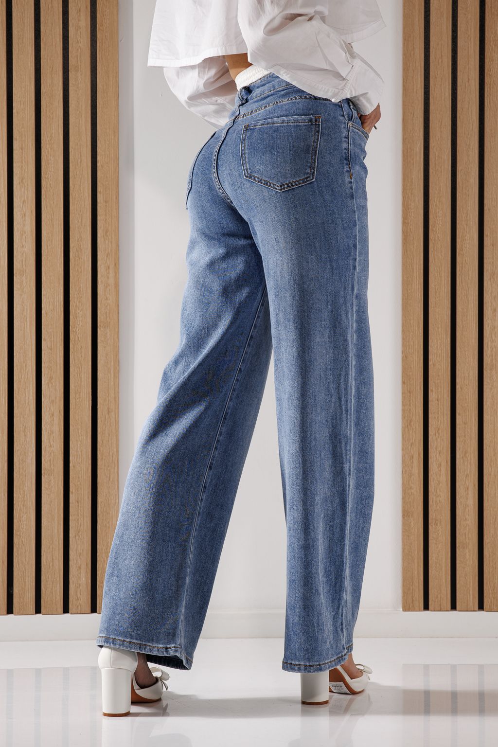 Blugi Wide Leg Dama Ali Albastri #A1361