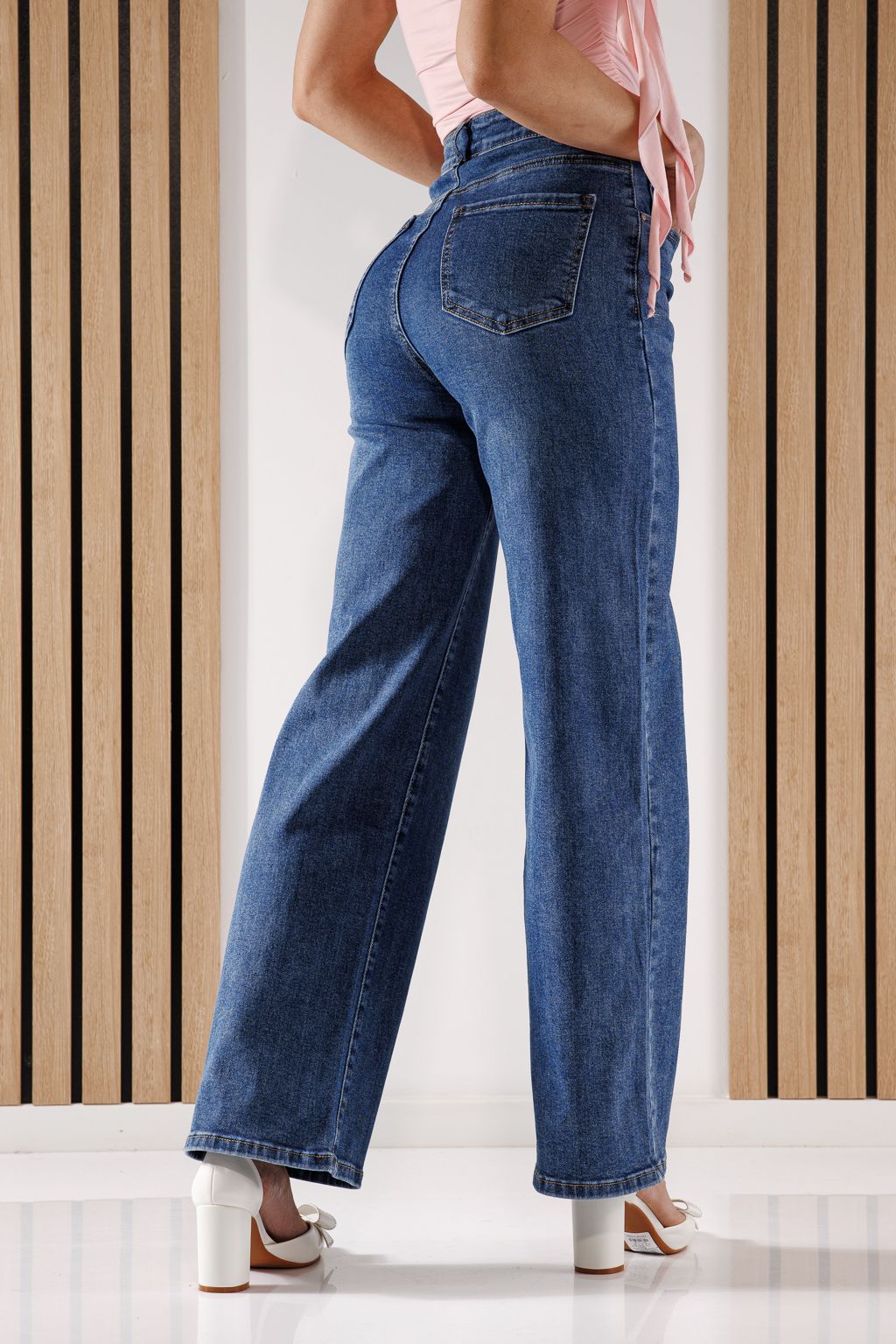 Blugi Wide Leg Dama Aldina Albastri #A1343