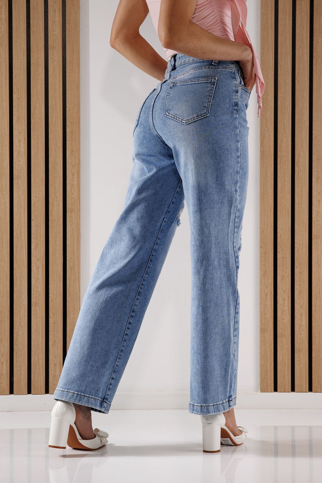 Blugi Wide Leg Dama Becca Albastri #A1370