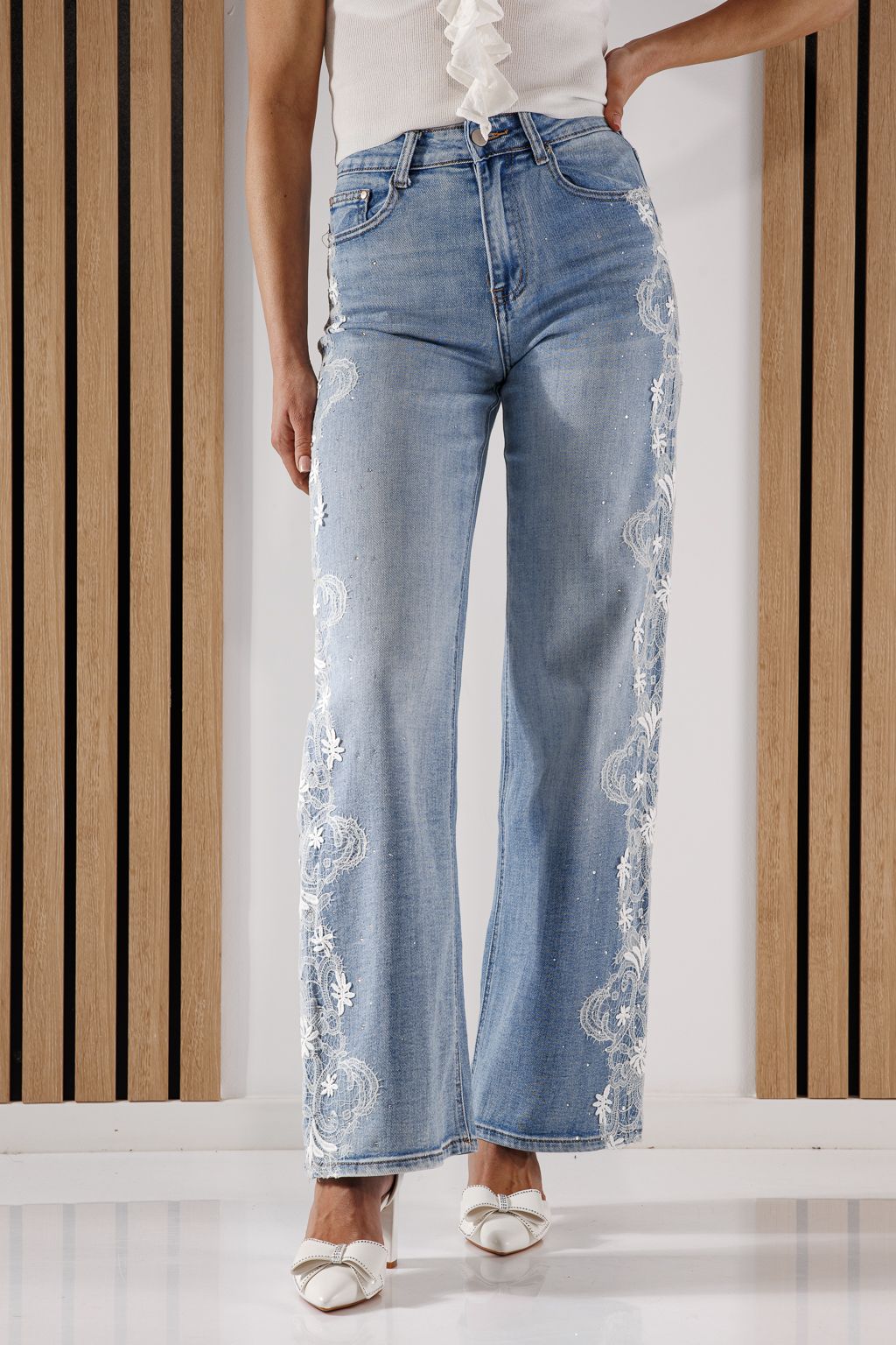 Blugi Wide Leg Dama Kenya Albastri #A1354